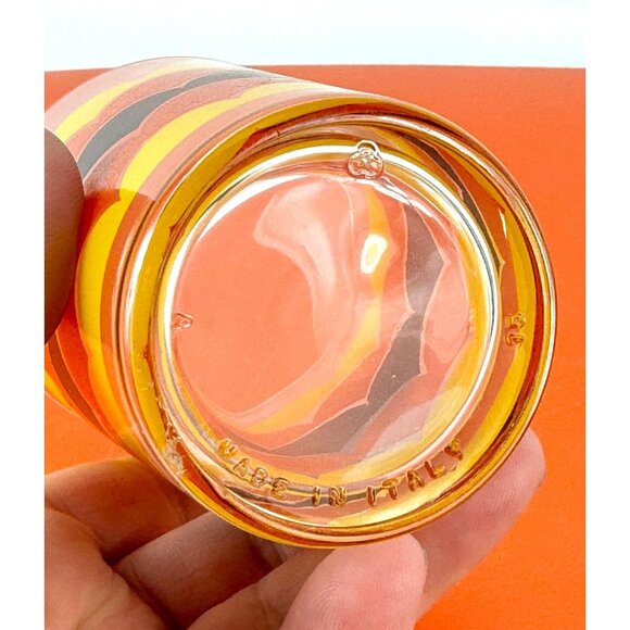 Vintage 70s water glass tumbler, groovy orange yellow brown wave print, Italy - Picture 7 of 8